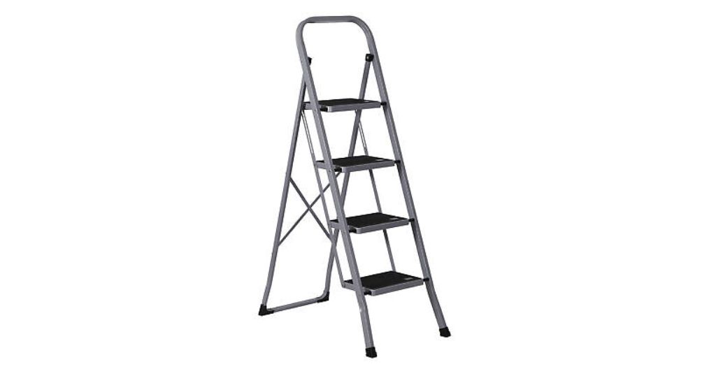 Folded step ladder that is 60 inches tall