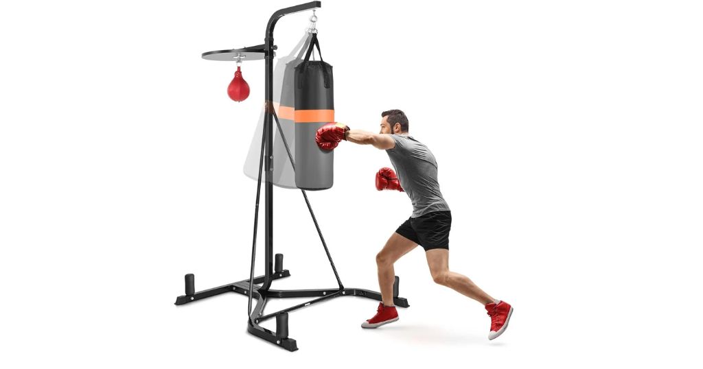 Heavy punching bag at the gym that is 60 inches tall