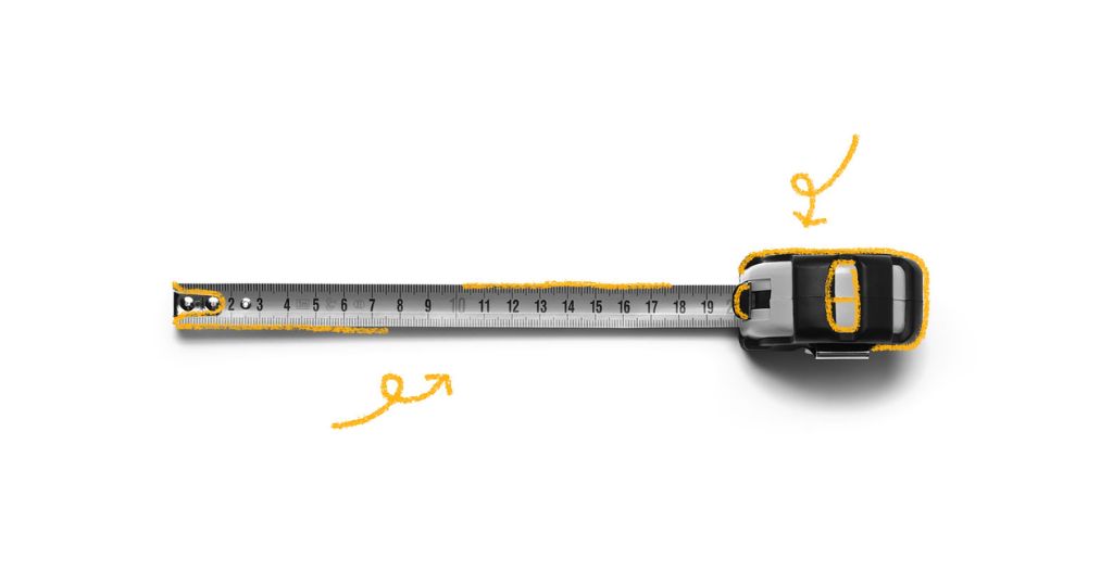 Tape measure hidden in a drawer, 59 inches long