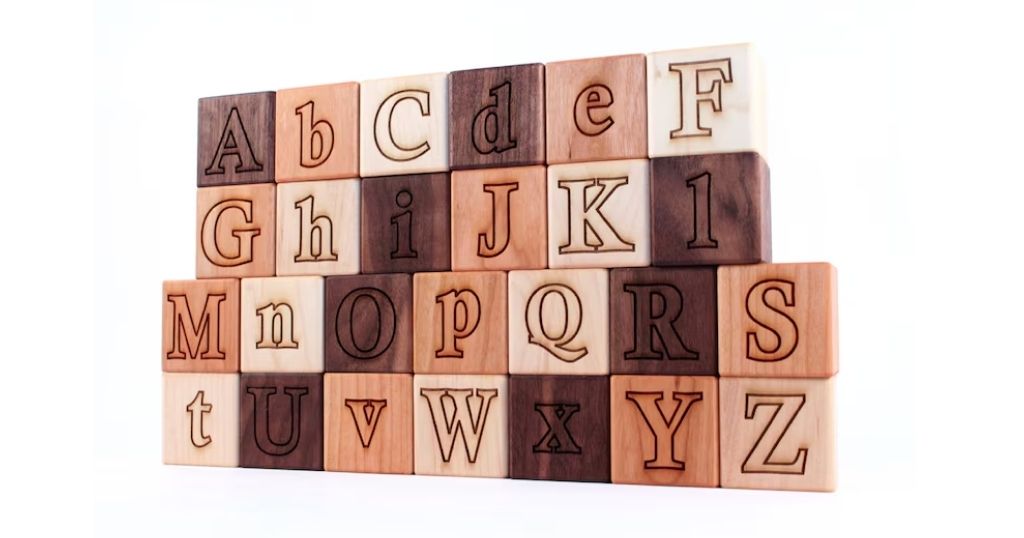 Wooden Alphabet Blocks That Are 50mm Long